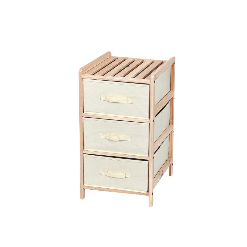 Συρταριέρα με ξύλινο σκελετό σε φυσικό χρώμα και 3 συρτάρια 35X37X67
