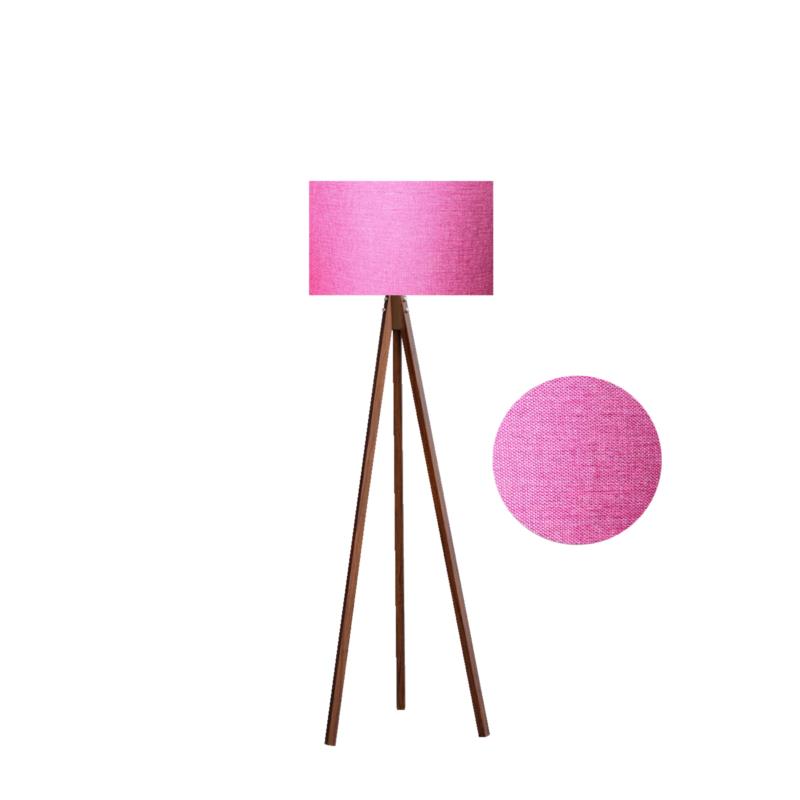 Φωτιστικό δαπέδου "EPOKA" καφέ ξύλινα πόδια-ροζ καπέλο 40x40x145