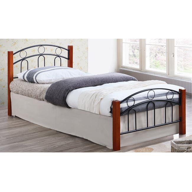 Κρεβάτι "NORTON" μονό από μέταλλο-μαύρο, ξύλο-καρυδί 97x201x81