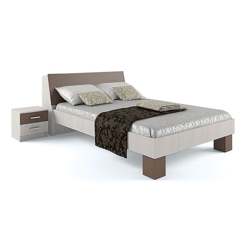 Κρεβάτι "CROSS 140"διπλό με αποθηκευτικό χώρο σε χρώμα λάτε-μόκα 147x232x89
