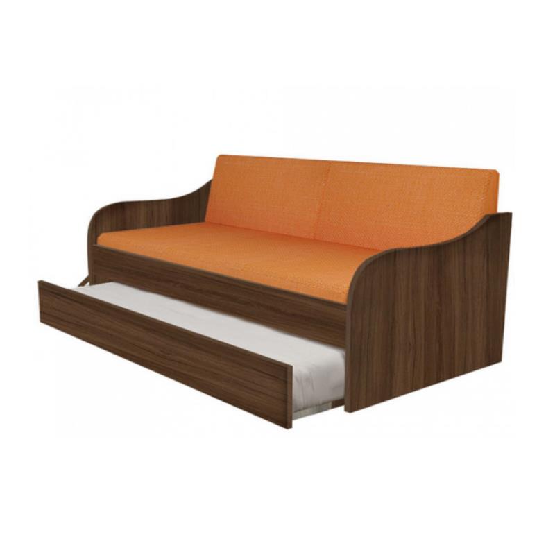 Κρεβάτι-καναπές "SILKY" με συρόμενο κρεβάτι σε χρώμα καρυδί 80x190