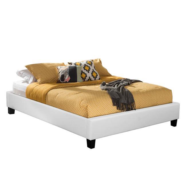 Κρεβάτι-υπόστρωμα διπλό "TONYA" από τεχνόδερμα σε λευκό χρώμα 165x215x30