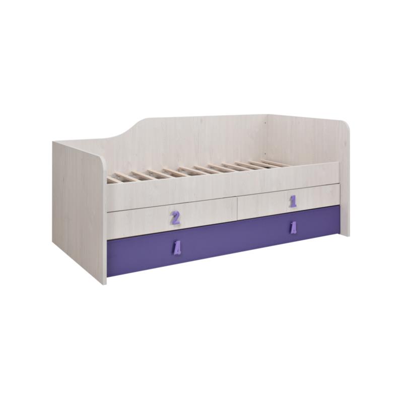 Κρεβάτι παιδικό "NUMERO" με συρτάρια σε λευκό δρυς χρώμα 205x102,5x90