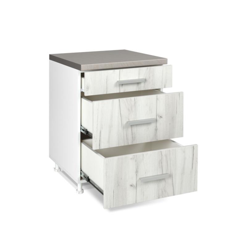 Συρταριέρα κουζίνας "ΙΝ" σε χρώμα λευκό δρύς 60x60x85