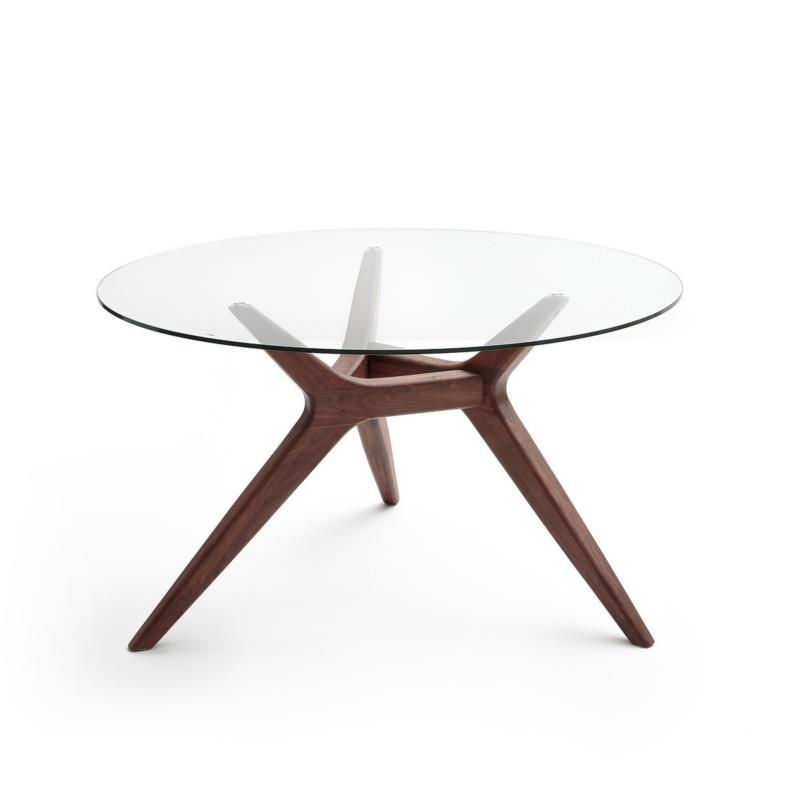 Στρογγυλό τραπέζι με γυαλί Maricielo Μ130xΠ130xΥ75cm