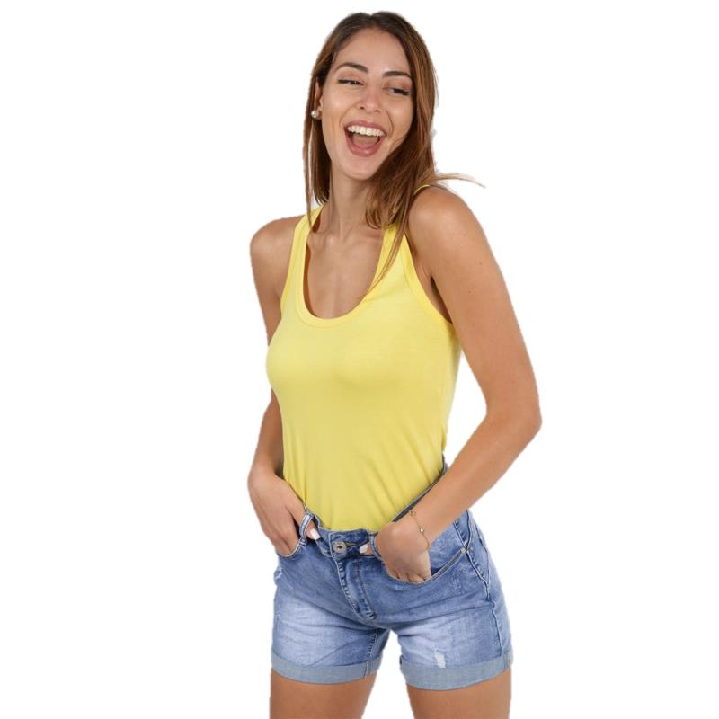 Γυναικείο μπλουζάκι με αθλητική πλάτη Κίτρινο - Κίτρινο