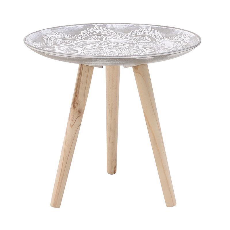 Τραπέζι βοηθητικό ξύλινο σε φυσικό-αντικέ γκρι χρώμα 40x40x37