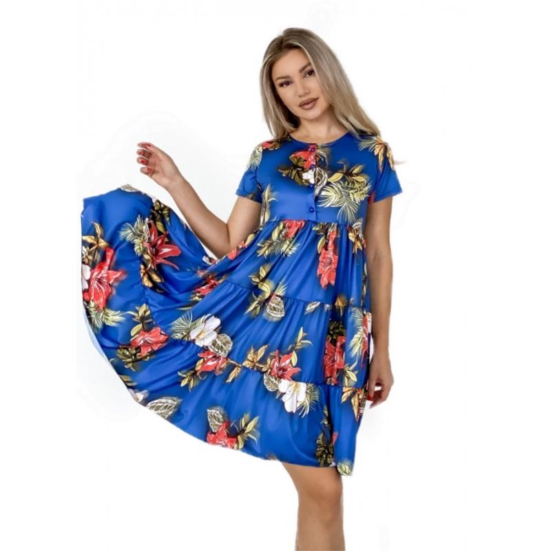 Midi κλος φόρεμα - Μπλε floral