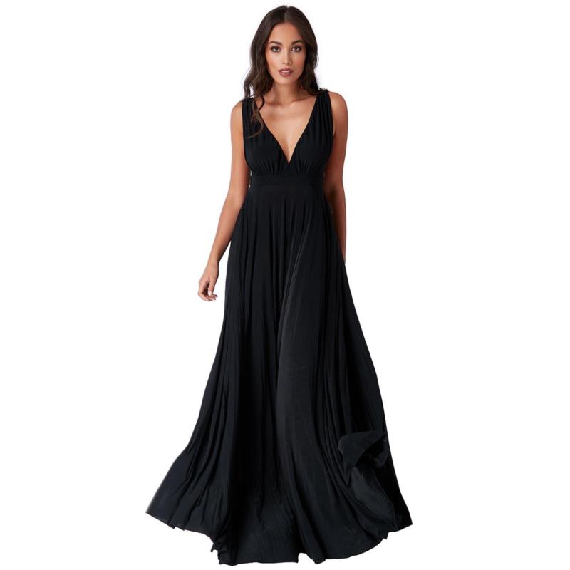 grecian goddess luxe maxi φόρεμα σε μαύρο