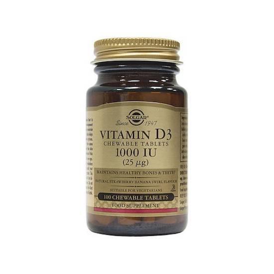 SOLGAR Vitamin D3 1000 IU (25 µg) 100chewable tabs