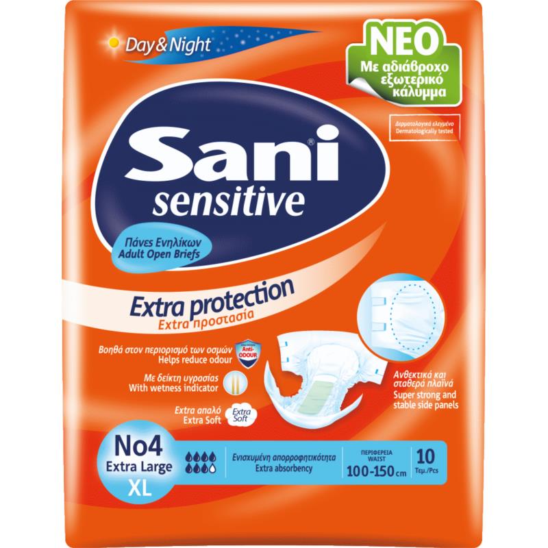 Sani Sensitive Ανοιχτή Πάνα Ακράτειας No4 Extra Large 10τμχ