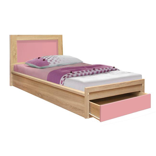 Κρεβάτι "PLAYROOM" με συρτάρι σε χρώμα σονόμα/ροζ 90x190