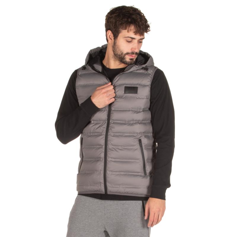 BODY ACTION ZIP-THROUGH QUILTED VEST WITH HOOD 073925-01-03 Γκρί