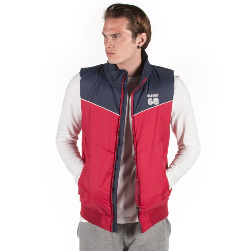 BASEHIT FAKE DOWN QUILTED VEST JACKET 182.BM10.135-NT416RED/NAVY Κόκκινο