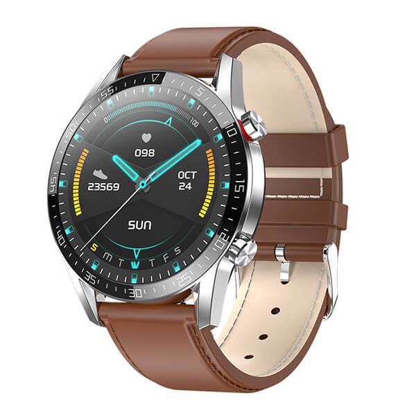 Smartwatch Bakeey L13 Blood Pressure Heart Rate Monitor - Brown Leather