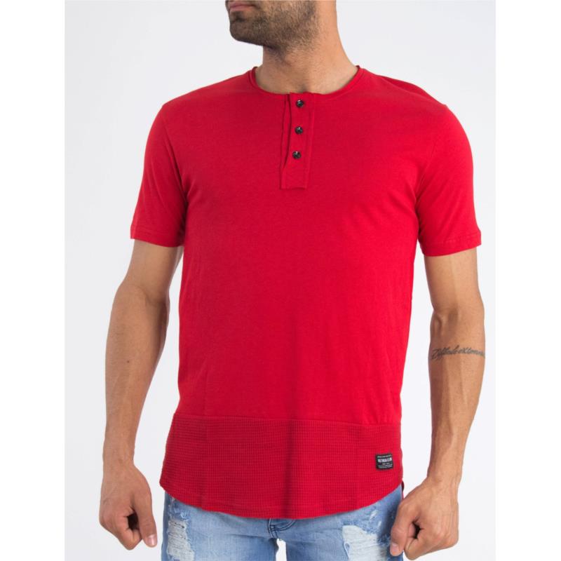 Ανδρική κόκκινη κοντομάνικη μπλούζα με κουμπάκια 19483K