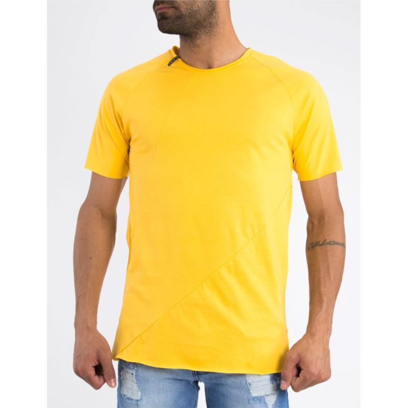 Ανδρική κίτρινη βαμαβακερή κοντομάνικη μπλούζα 633633K