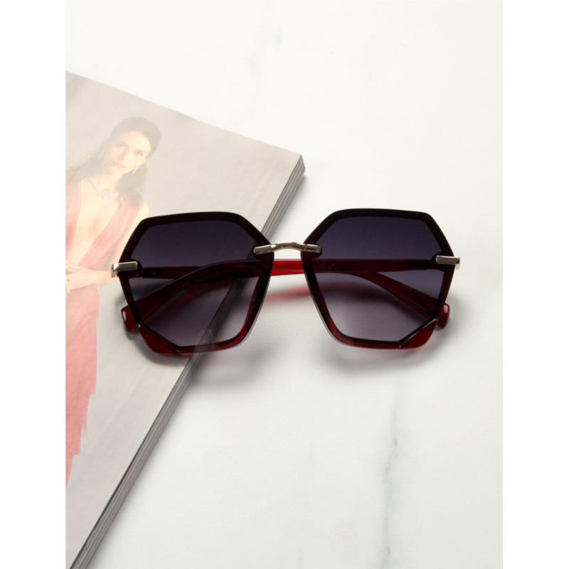 Γυναικεία μαύρα ντεγκραντέ γυαλιά ηλίου με κόκκινο σκελετό Premium S1104R