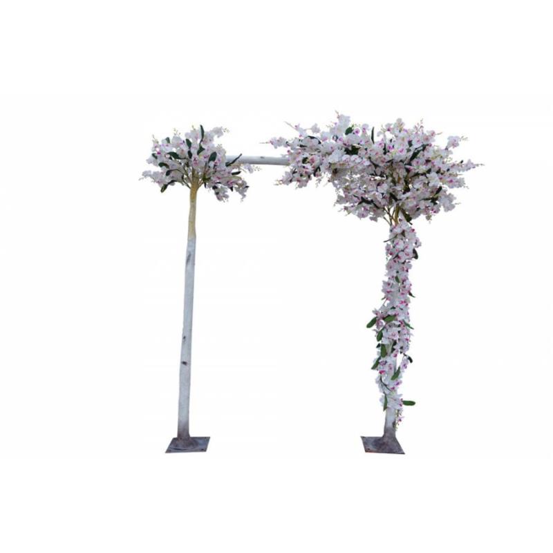 Artisti - Elena Τεχνητή Φυτό με άνθη ορχιδέας σε αψίδα απο ξύλο συμήδας 260εκ.