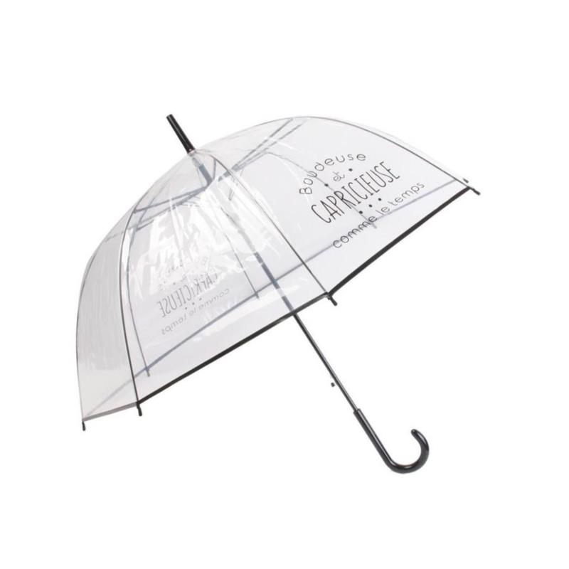Διάφανη Ομπρέλα Βροχής Χειροκίνητη με σχέδιο Μαύρο - Aria Trade