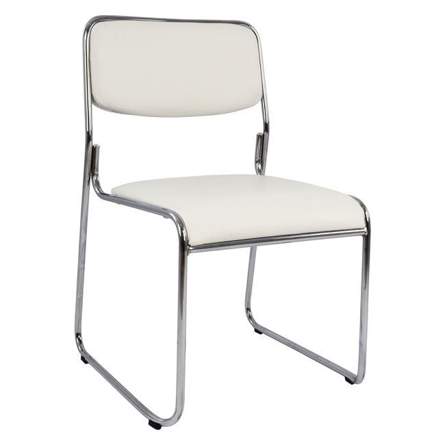 Καρέκλα επισκέπτη από μέταλλο/PU σε χρώμα λευκό 48,5x51,5x77