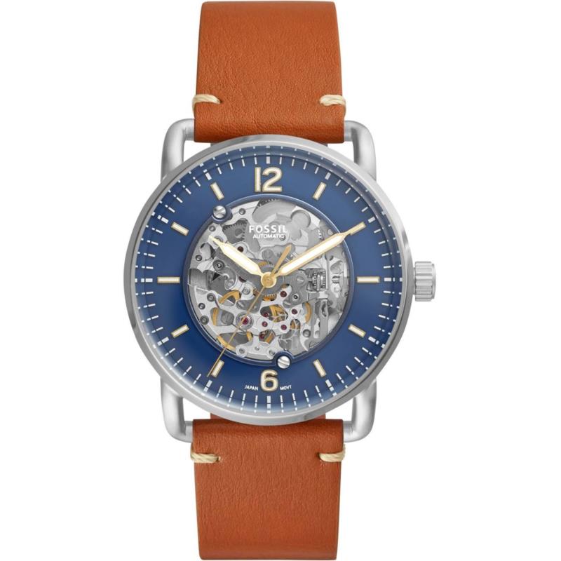 Fossil The Commuter Automatic - ME3159, Silver case with Brown Leather Strap