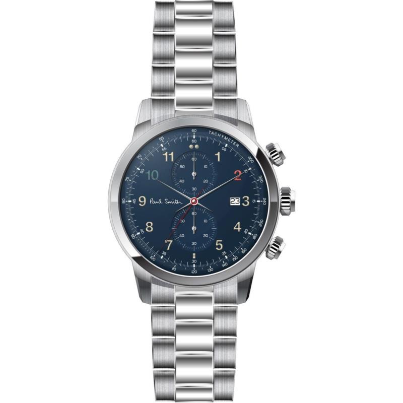 PAUL SMITH Block Chronograph - P10143, Silver case with Stainless Steel Bracelet