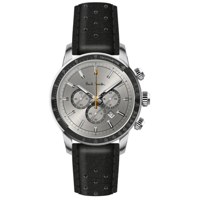 PAUL SMITH Chronograph - PS0110002, Silver case with Black Leather Strap