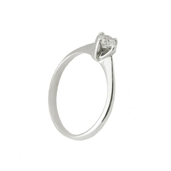 Jt Μονόπετρο ασημένιο δαχτυλίδι με λευκό ζιργκόν 4mm