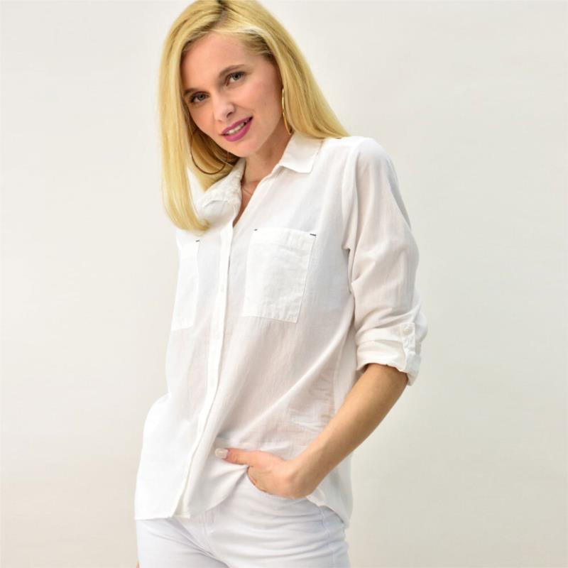 ?Γυναικείο πουκάμισο με γιακά Λευκό 5853