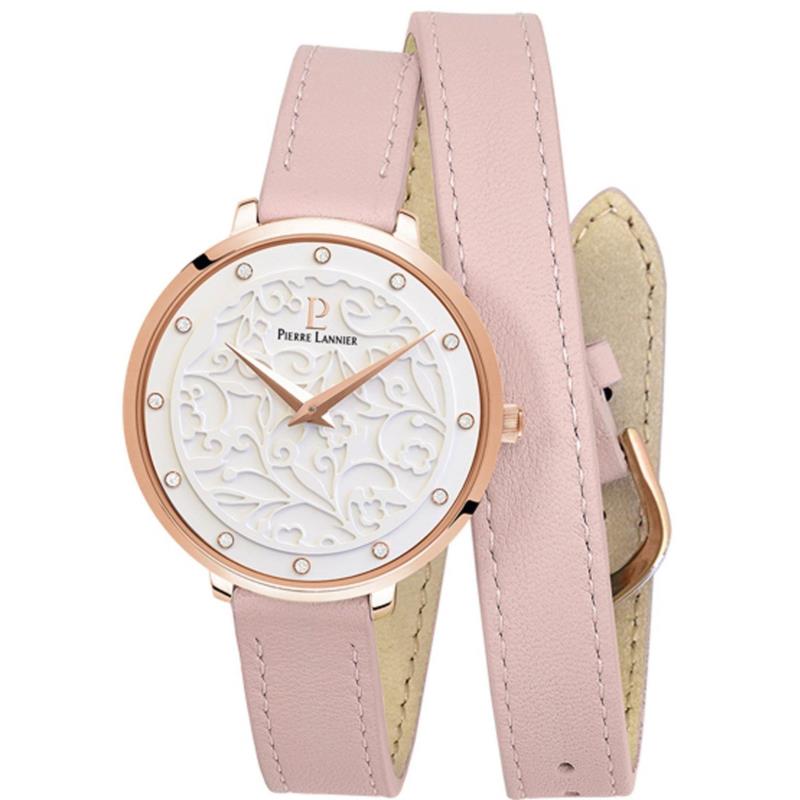 PIERRE LANNIER Eolia Crystals - 043K905 Rose Gold case with Pink Leather strap