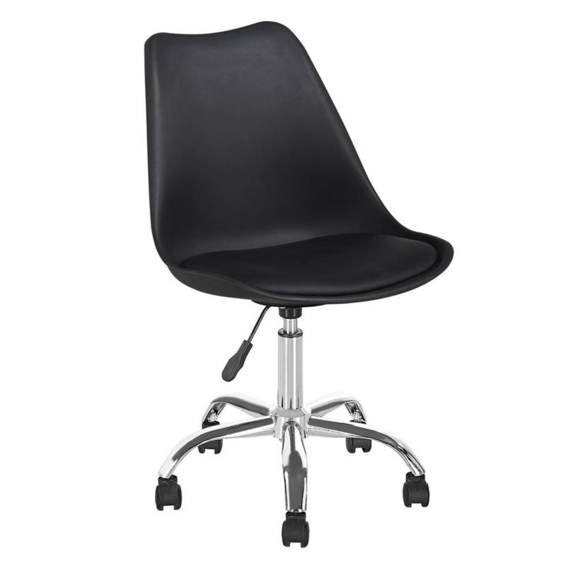 MARTIN Καρέκλα Γραφείου Χρώμιο - PP Μαύρο / Κάθισμα: Pu Μαύρο Μονταρισμένη Ταπετσαρία Συσκ.1