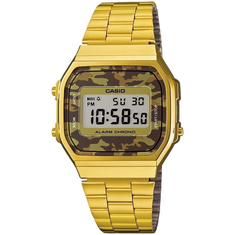 CASIO Collection Camouflage Gold Stainless Steel Bracelet A-168WEGC-5EF