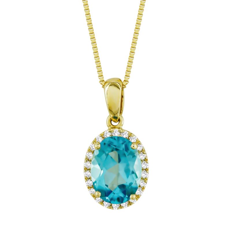 Μενταγιόν Με Blue Topaz και Διαμάντια Βrilliant Από Κίτρινο Χρυσό Κ18 P7397