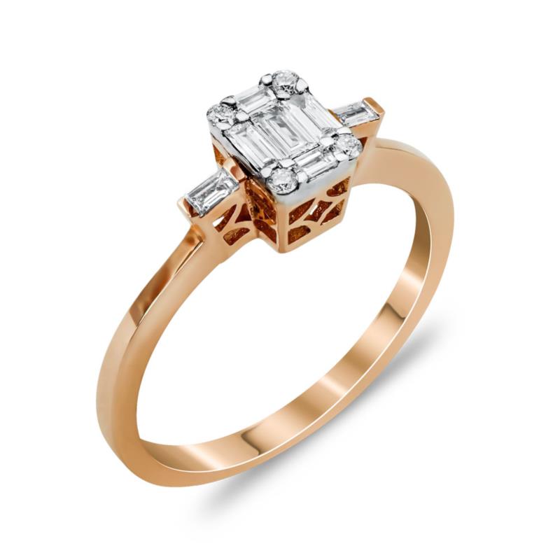Mονόπετρο Δαχτυλίδι Με Διαμάντια Brilliant Aπό Ροζ Χρυσό Κ18 R22938