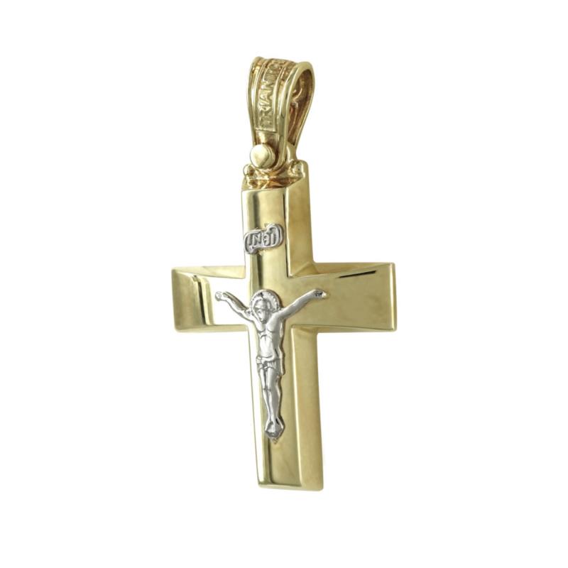 Σταυρός Βάπτισης 14Κ Δίχρωμος Χρυσός ΤΡΙΑΝΤΟΣ Ανδρικός ST1096