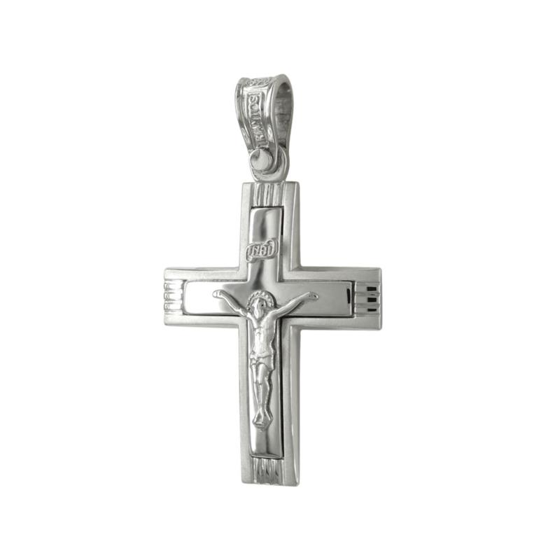 Σταυρός Βάπτισης 14Κ Λευκόχρυσος ΤΡΙΑΝΤΟΣ Ανδρικός ST1349