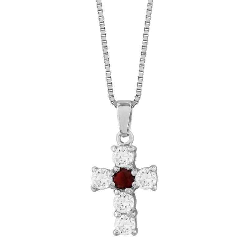 Γυναικείος Σταυρός με Κόκκινη Πέτρα Σε Ασήμι ST2663