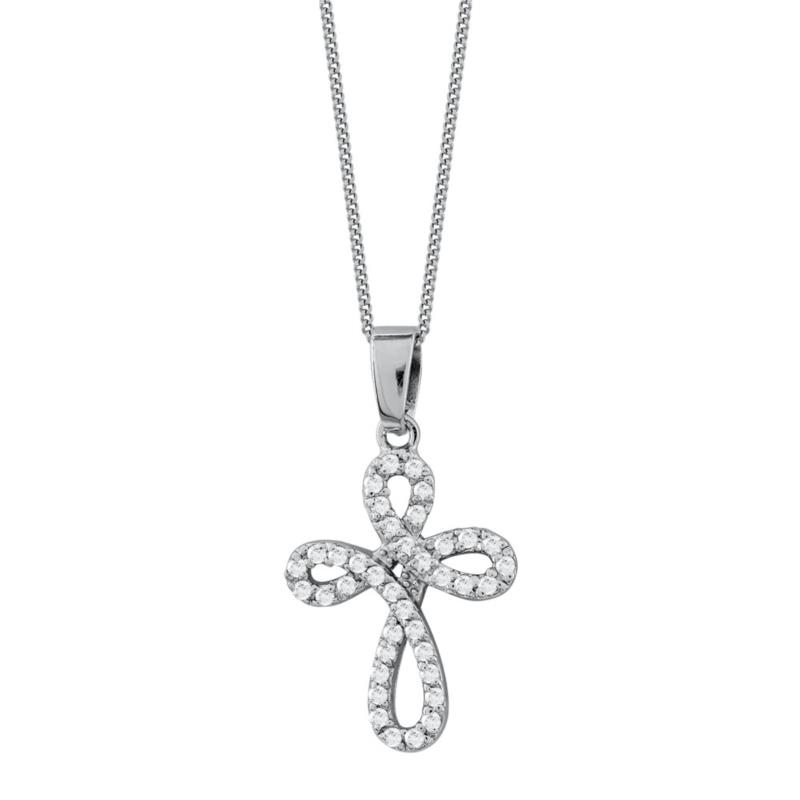 Γυναικείος Σταυρός με Πέτρες Σε Ασήμι ST2667