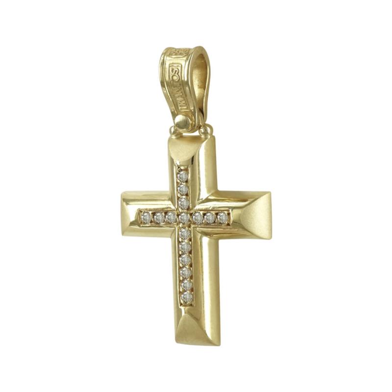 Σταυρός Βάπτισης 18Κ Κίτρινος Χρυσός Γυναικείος ΤΡΙΑΝΤΟΣ ST645