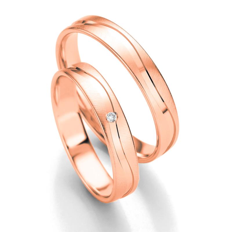 Ροζ Χρυσή Βέρα Γάμου Breuning με ή χωρίς Πέτρες WR305R xoris_petra k14