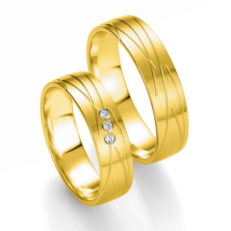Κίτρινη Χρυσή Βέρα Γάμου Breuning με ή χωρίς Πέτρες WR311 diamonds k8