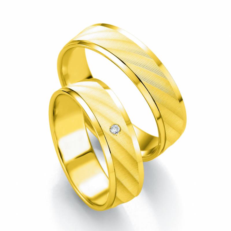 Κίτρινη Χρυσή Βέρα Γάμου Breuning με ή χωρίς Πέτρες WR313 diamonds k8