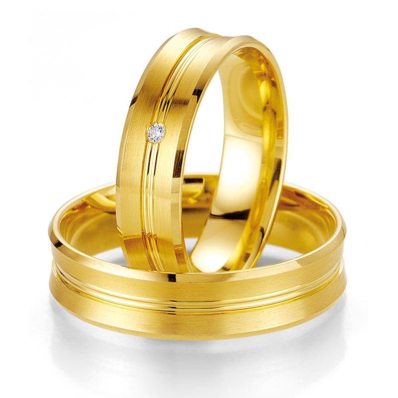 Κίτρινη Χρυσή Βέρα Γάμου Breuning με ή χωρίς Πέτρες WR316 diamonds k14
