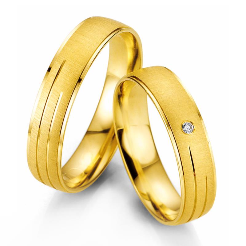 Κίτρινη Χρυσή Βέρα Γάμου Breuning με ή χωρίς Πέτρες WR327 diamonds k14