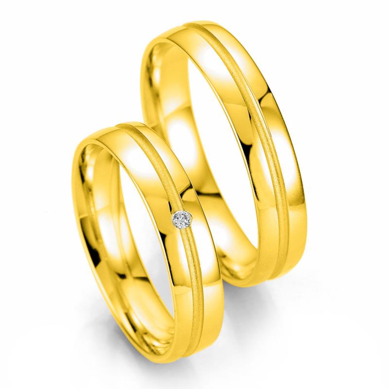 Κίτρινη Χρυσή Βέρα Γάμου Breuning με ή χωρίς Πέτρες WR330 diamonds k14