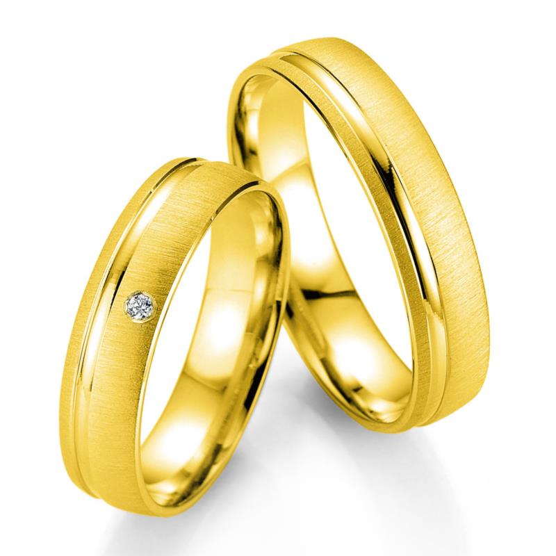 Κίτρινη Χρυσή Βέρα Γάμου Breuning με ή χωρίς Πέτρες WR333 diamonds k18