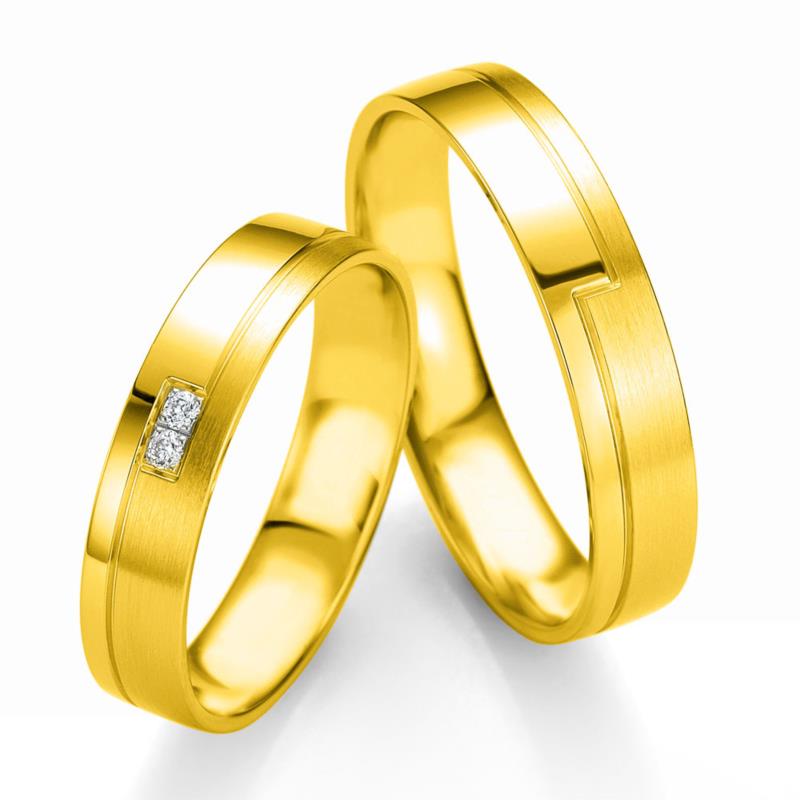 Κίτρινη Χρυσή Βέρα Γάμου Breuning με ή χωρίς Πέτρες WR336 diamonds k14