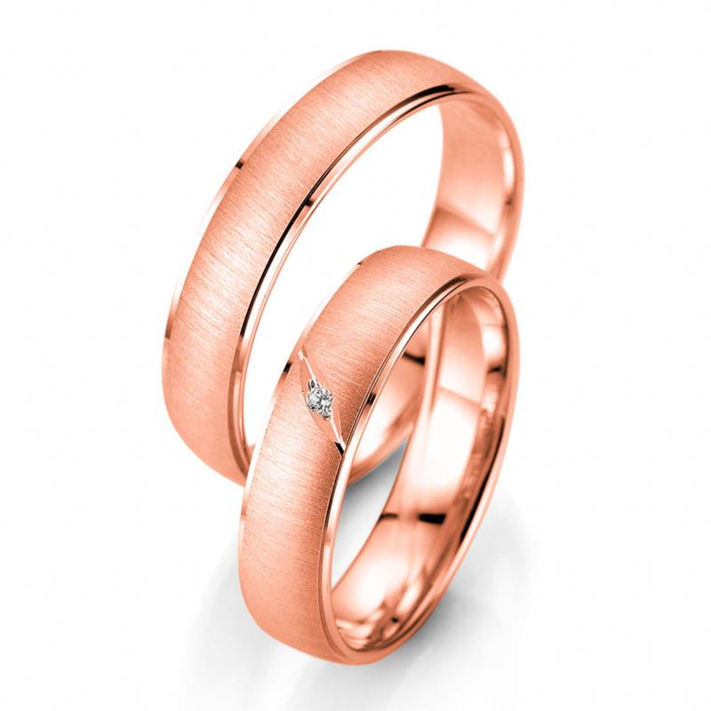 Ροζ Χρυσή Βέρα Γάμου Breuning με ή χωρίς Πέτρες WR338R diamonds k8