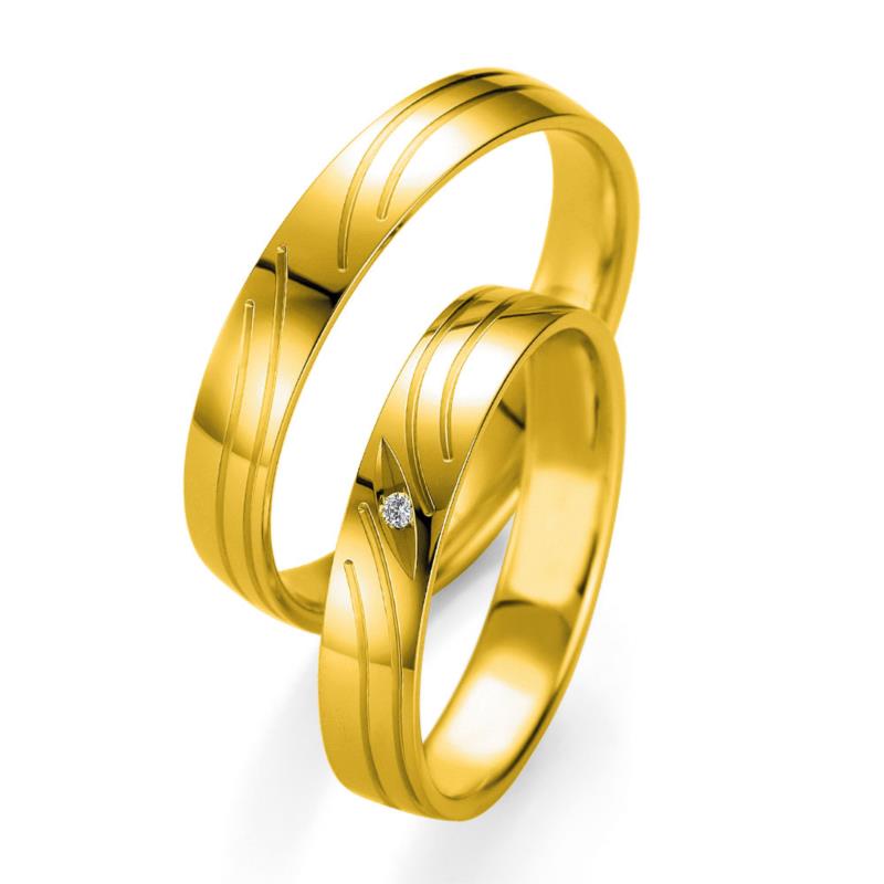 Κίτρινη Χρυσή Βέρα Γάμου Breuning με ή χωρίς Πέτρες WR339 diamonds k14